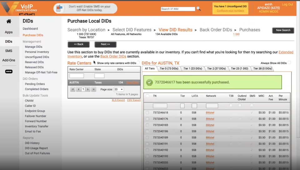 screenshot of VoIP Innovations